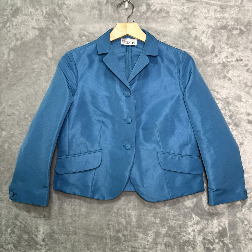 Red Valentino Jacket Blazer Womens IT 42 US S Blue Retro 3 Button 3/4 Sleeve